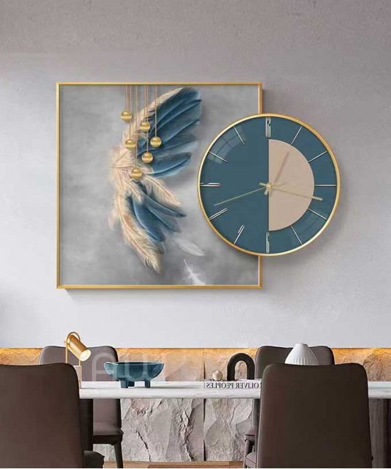 60*60 Cm Green Crytsall Porsalein Painting With Led Light And Clock 50*50 Cm 